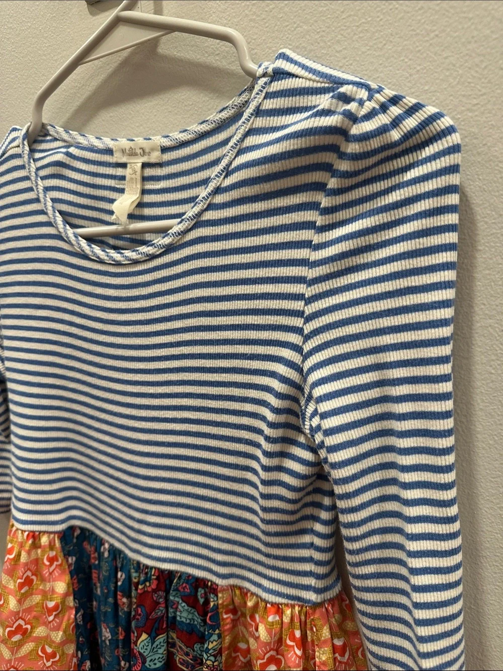 Matilda Jane Blue & Orange Multi-Print Striped Bodice Dress